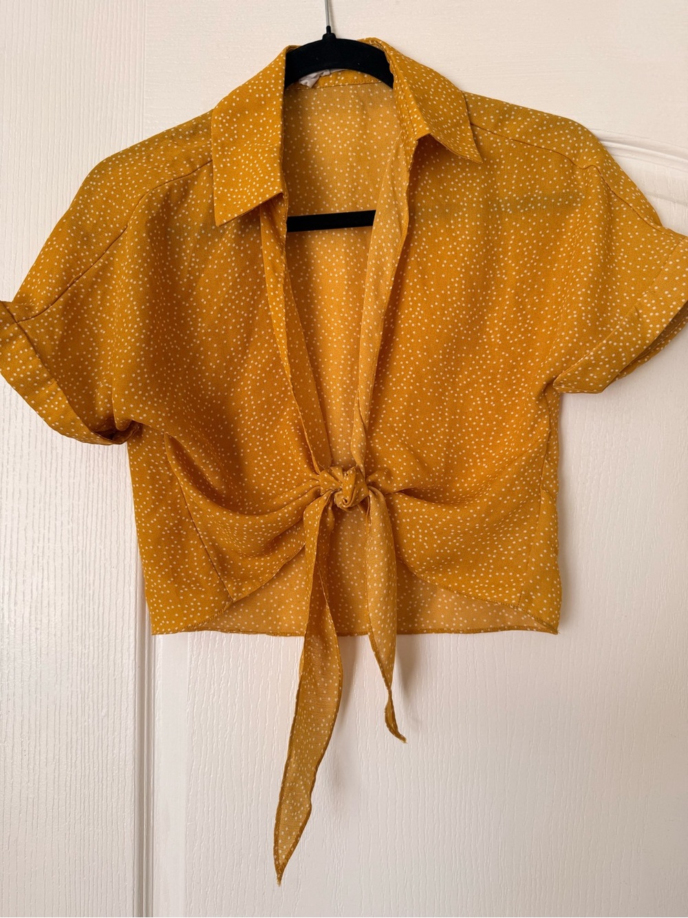 Urban Outfitters Yellow Polka Dot Tie Front Blouse